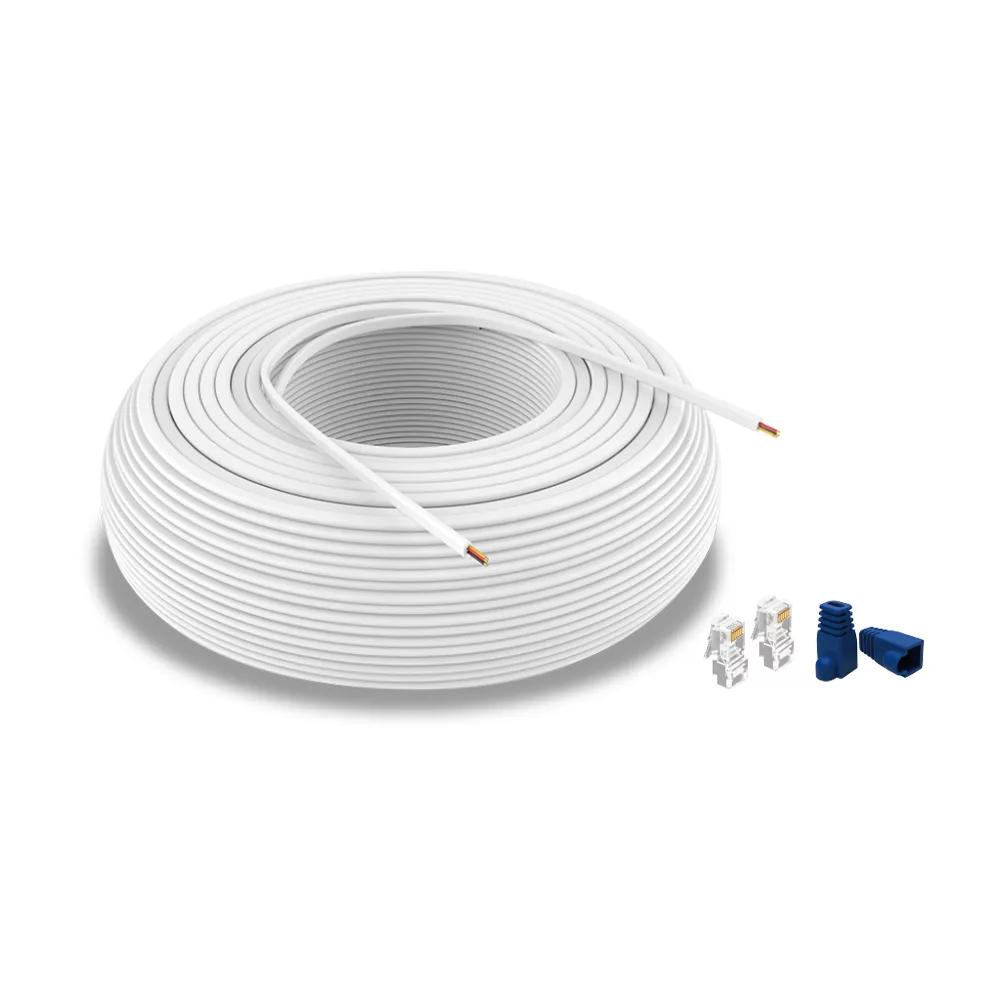 Rollo de cable RJ12 500 pies Trolmaster con conectores para instalaciones