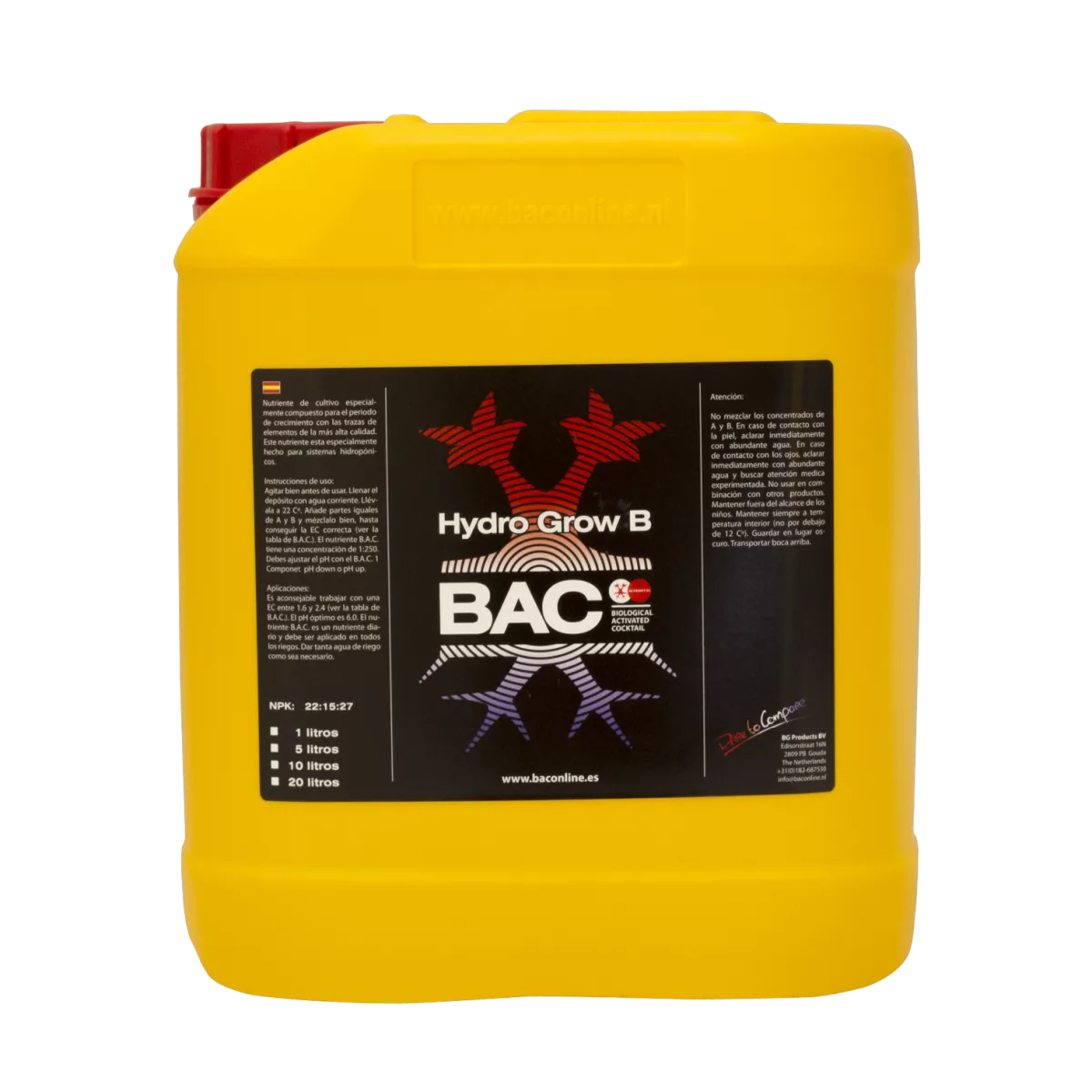 Hydro B BAC - Nutriente Mineral Líquido para Fase Vegetativa - Imagen 2
