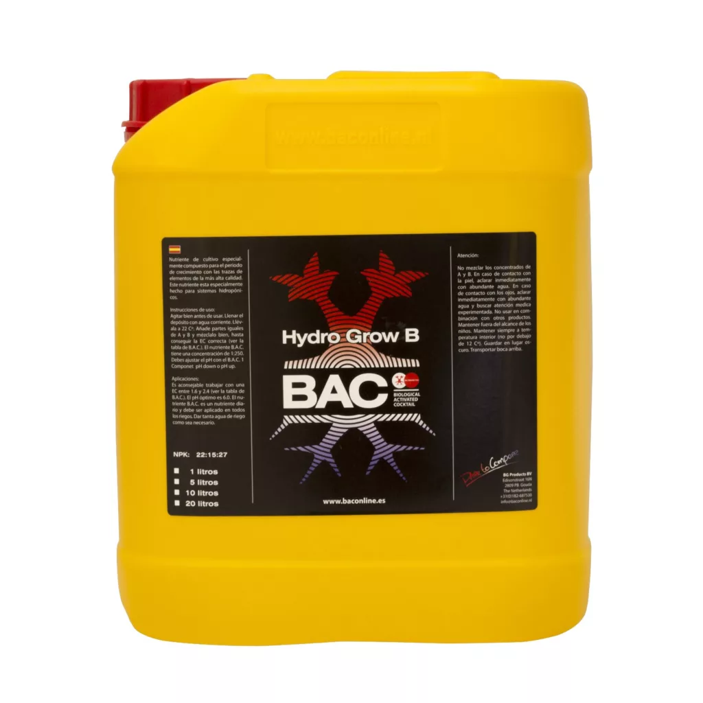 BAC, Nutrientes Hydro grow a&b 5 l — vista 2