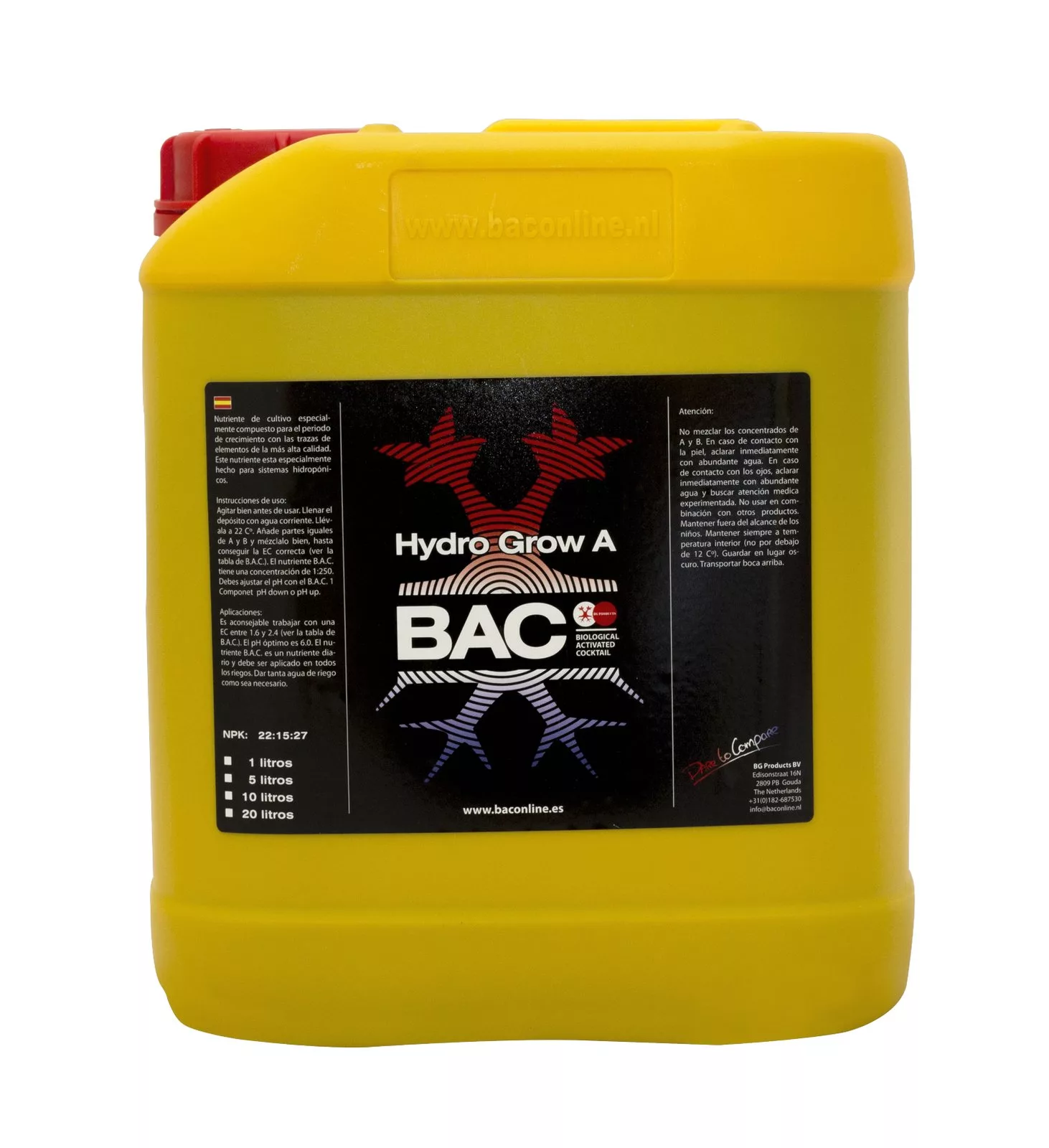 BAC, Nutrientes Hydro grow a&b 5 l