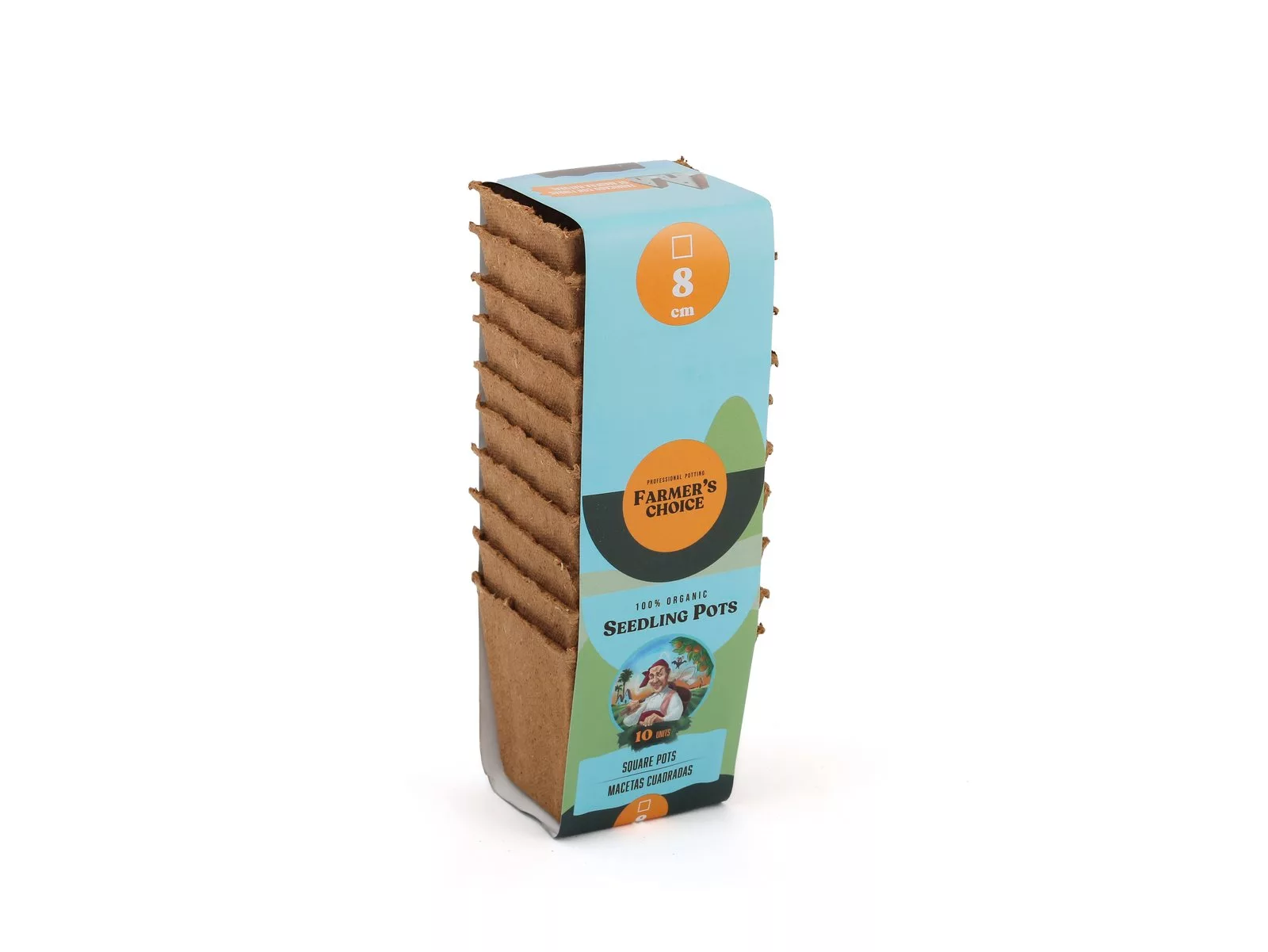 Bandejas Seedling pot cuadrada 8 x 8 cm (10 u) Farmer´s Choice