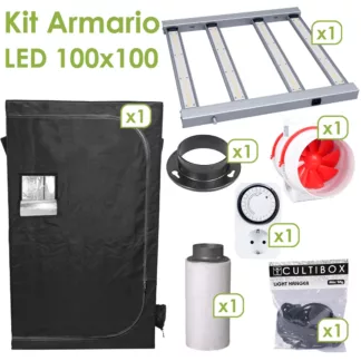 Kit armario Cultibox Light Plus 100 x 100 cm con LED Agrolite QB320 y extracción