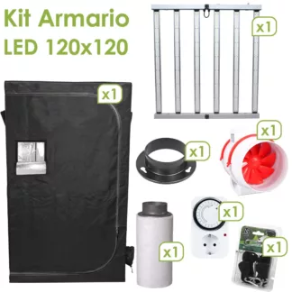 Kit armario Cultibox Light Plus 120 x 120 cm con LED Agrolite QB730 y extracción