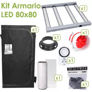 Kit armario Cultibox Light Plus 80 x 80 cm con LED Agrolite QB320 y extracción