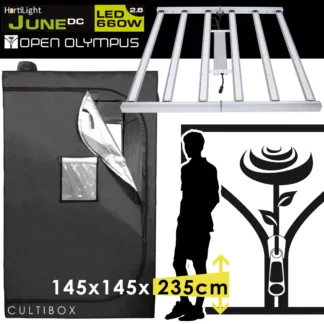 Kit armario Cultibox Olympus 145 x 145 x 235 cm con LED Hortilight June 660 W