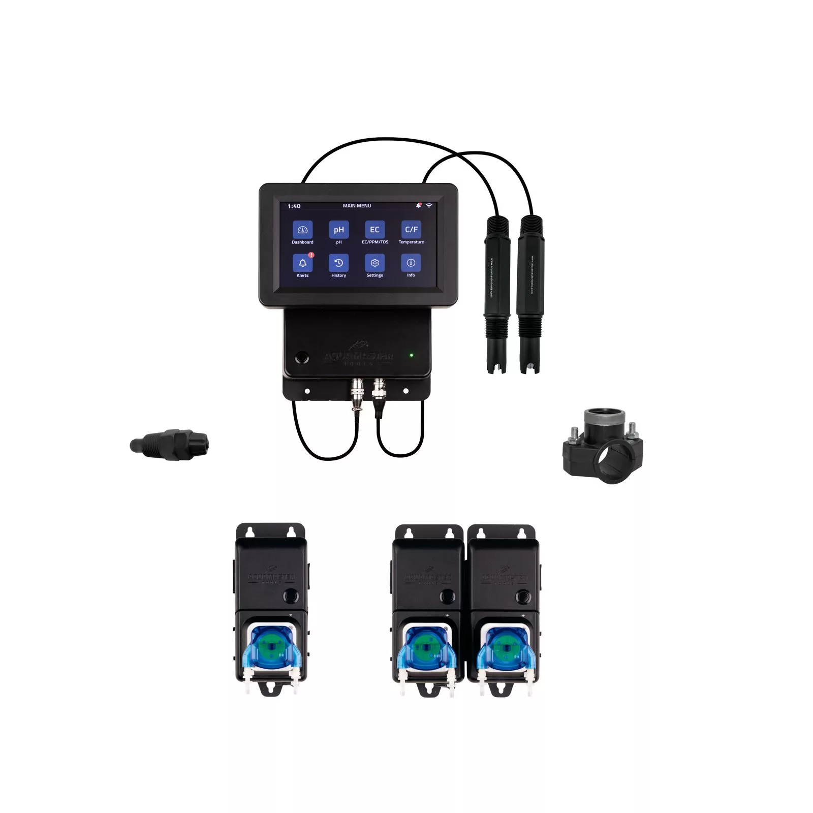 Medidores de pH y EC Kit controlador C800 Pro y bombas C10+C20 Inline Aqua Master