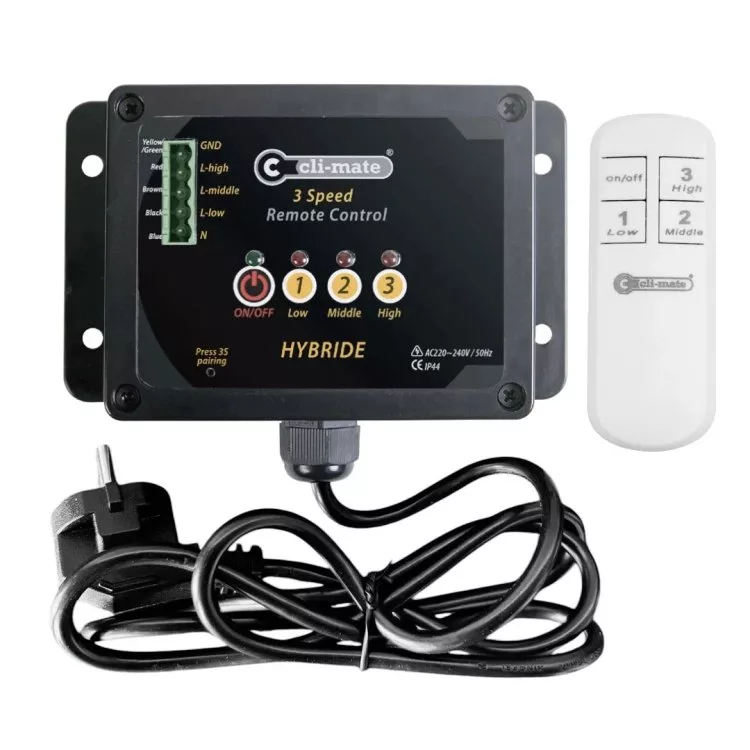 Regulación y Control de Humedad y Temperatura Controlador manual hibrid 3 velocidades con mando Cli-mate