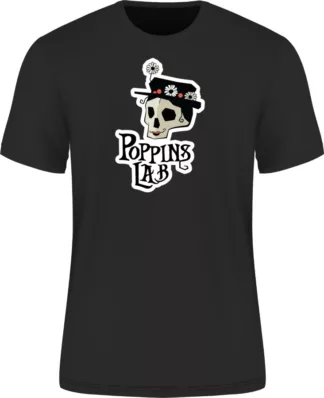 Camiseta negra 180 g/m² logo Poppins Lab todo color (M)