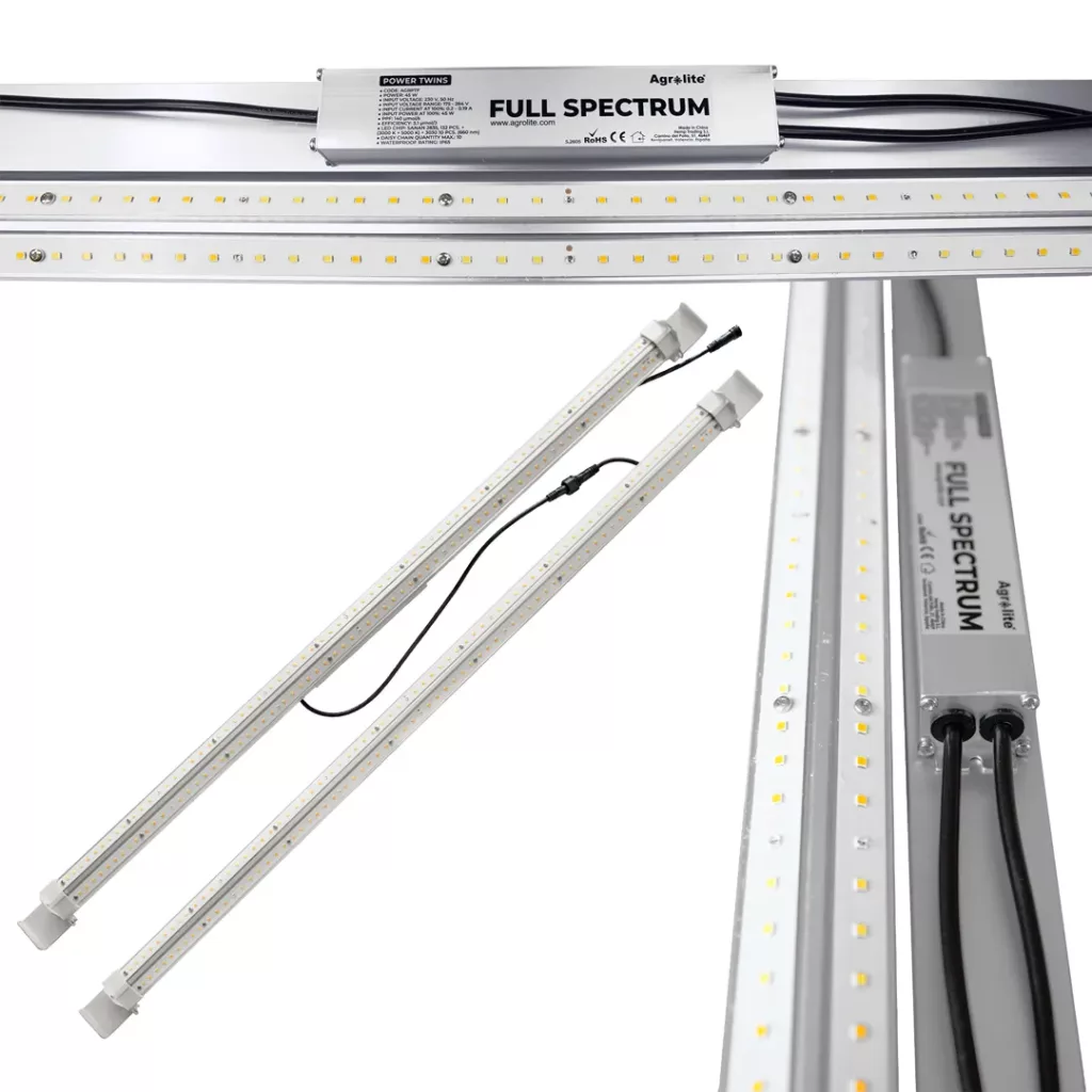 Barras LED Power Twins Full Spectrum 2 x 45 W 3,1 µmol/J - Agrolite — vista 2