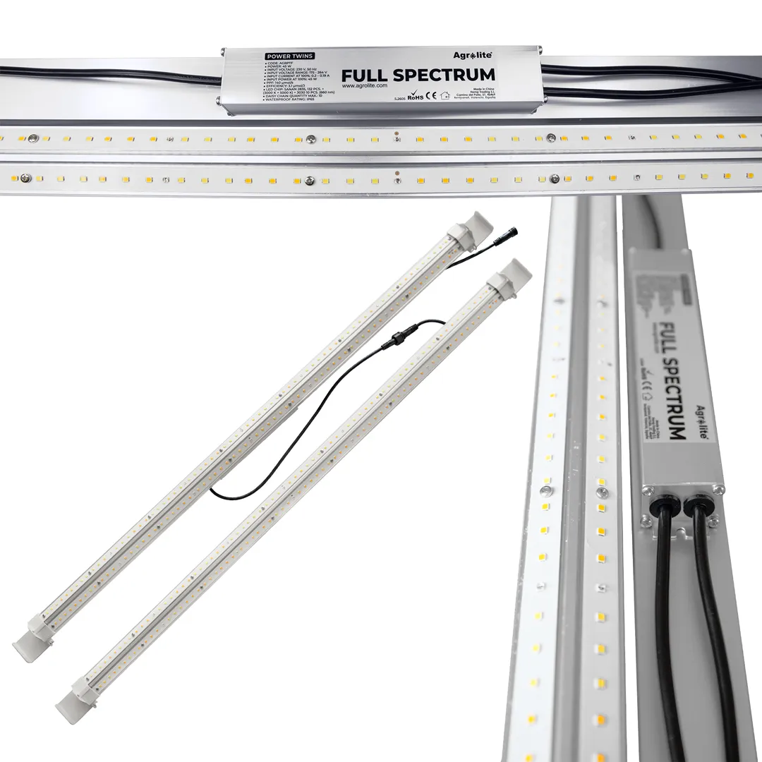 Barras LED Power Twins Full Spectrum 2 x 45 W 3,1 µmol/J - Agrolite — vista 2