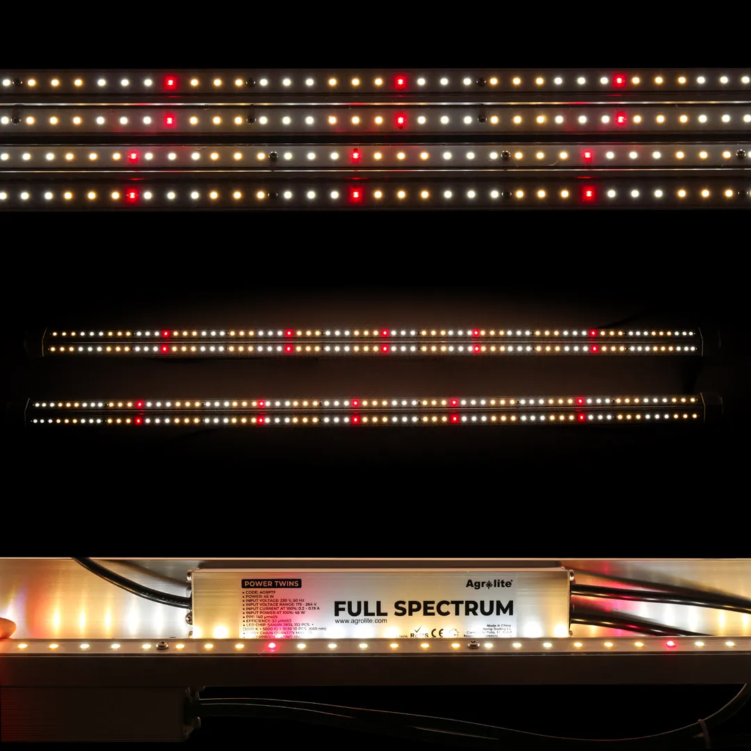 Barras LED Power Twins Full Spectrum 2 x 45 W 3,1 µmol/J - Agrolite — vista 3