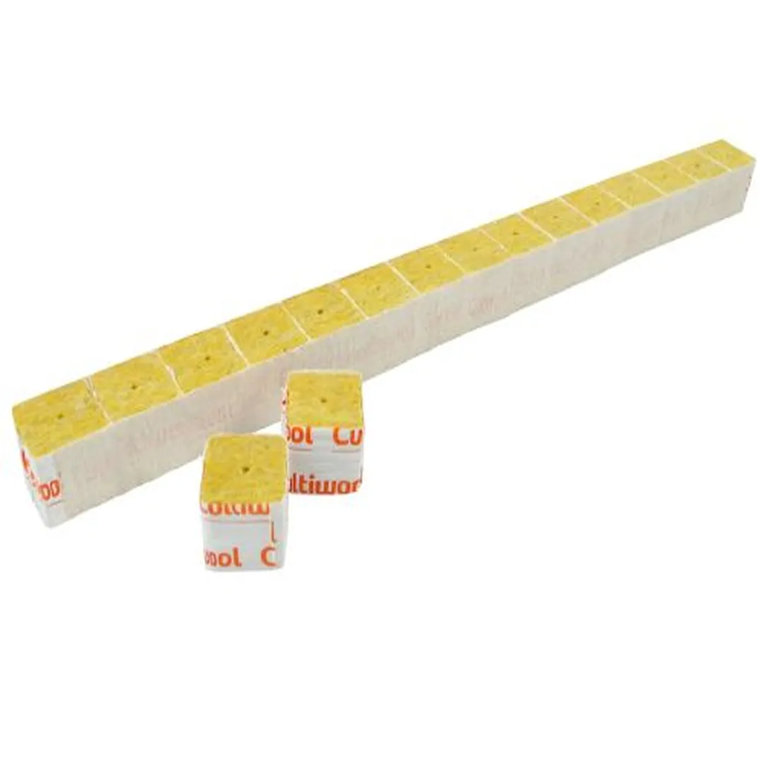 Taco de lana de roca 4x4x4 cm con forro, caja de 2250 uds - Cultiwool