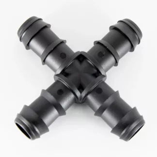 Empalme en X para tubo de riego de 16 mm con cuatro bocas