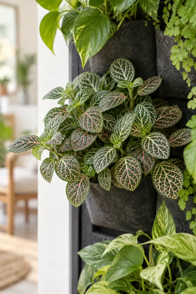 Fittonia con nervios marcados en las hojas
