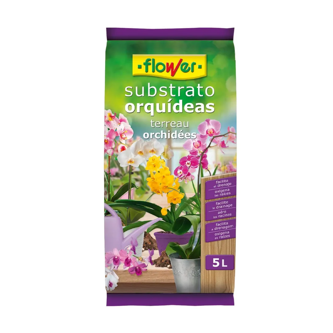 Sustrato para orquídeas con corteza de pino y perlita, 5 L - Flower