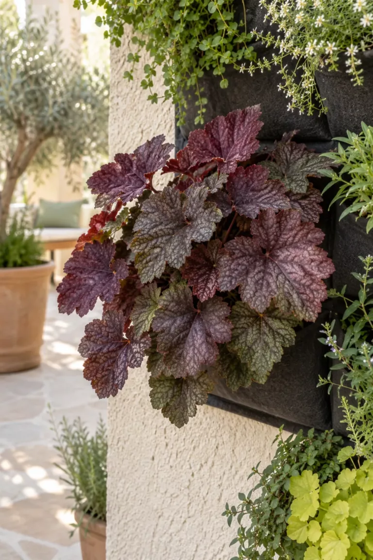 Heuchera con follaje de colores