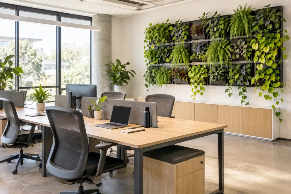 Jardín vertical modular en una oficina