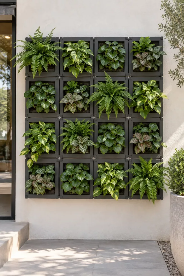 Jardín vertical modular formado por módulos de cultivo independientes