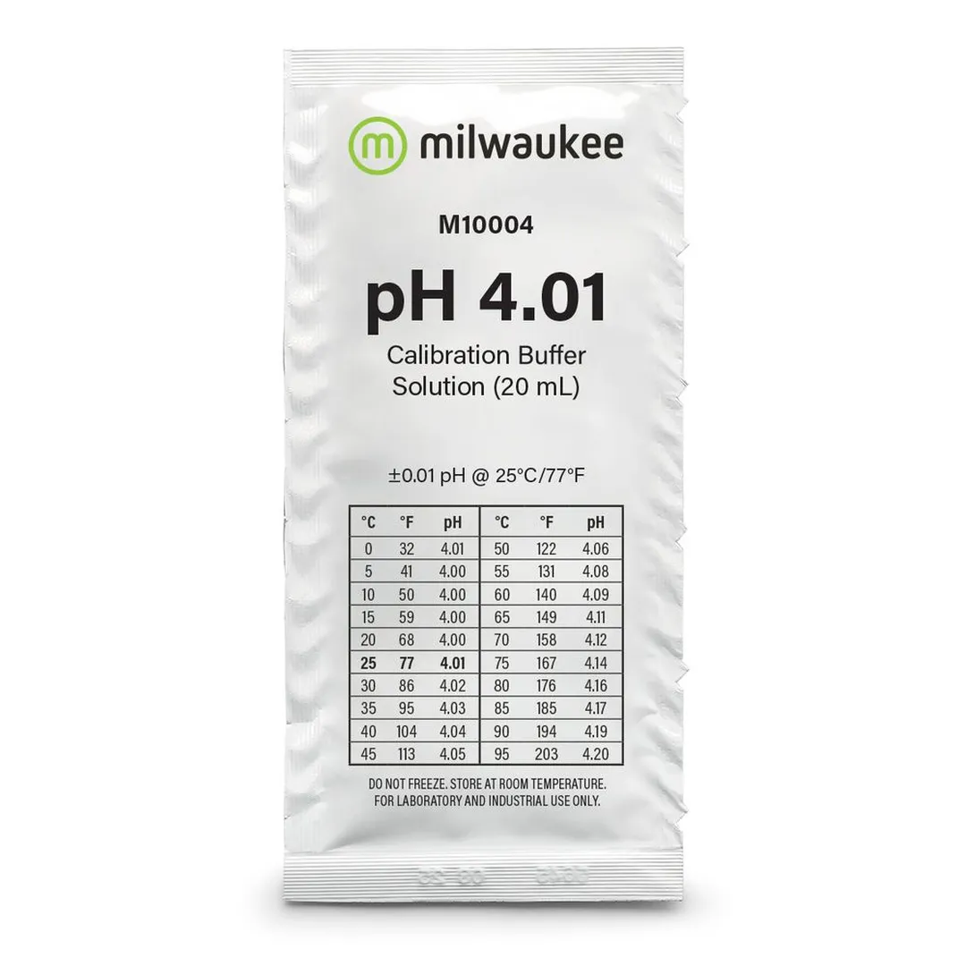 Líquido calibrador pH 4,01 de 20ml en bolsitas - Milwaukee
