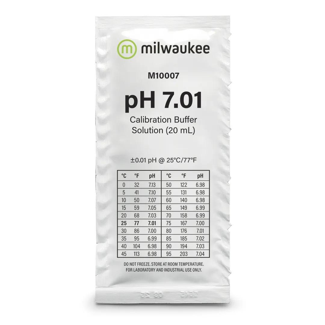 Líquido calibrador pH 7,01 de 20ml en bolsitas - Milwaukee
